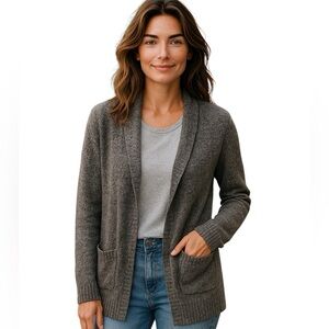 Roots Women's Cardigan Sweater Sz Small Open Black White Oversized Office Casual